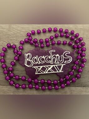 Bacchus Krewe XXV Purple Mardi Gras Bead Necklace 1993